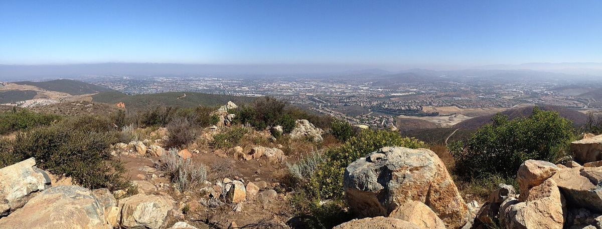Panorama looking north from Double Peak Park over San Marcos neighbourhoods